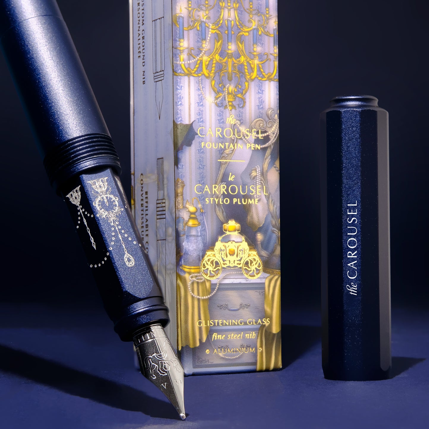Aluminum Carousel Fountain Pen - Glistening Glass