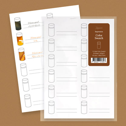 Impression Paper | Ink Color Swatch Paper | 12 vials