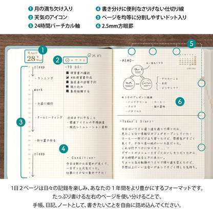 Midori Hibino 2027 Mint (Blue Green) | Agenda diaria A6