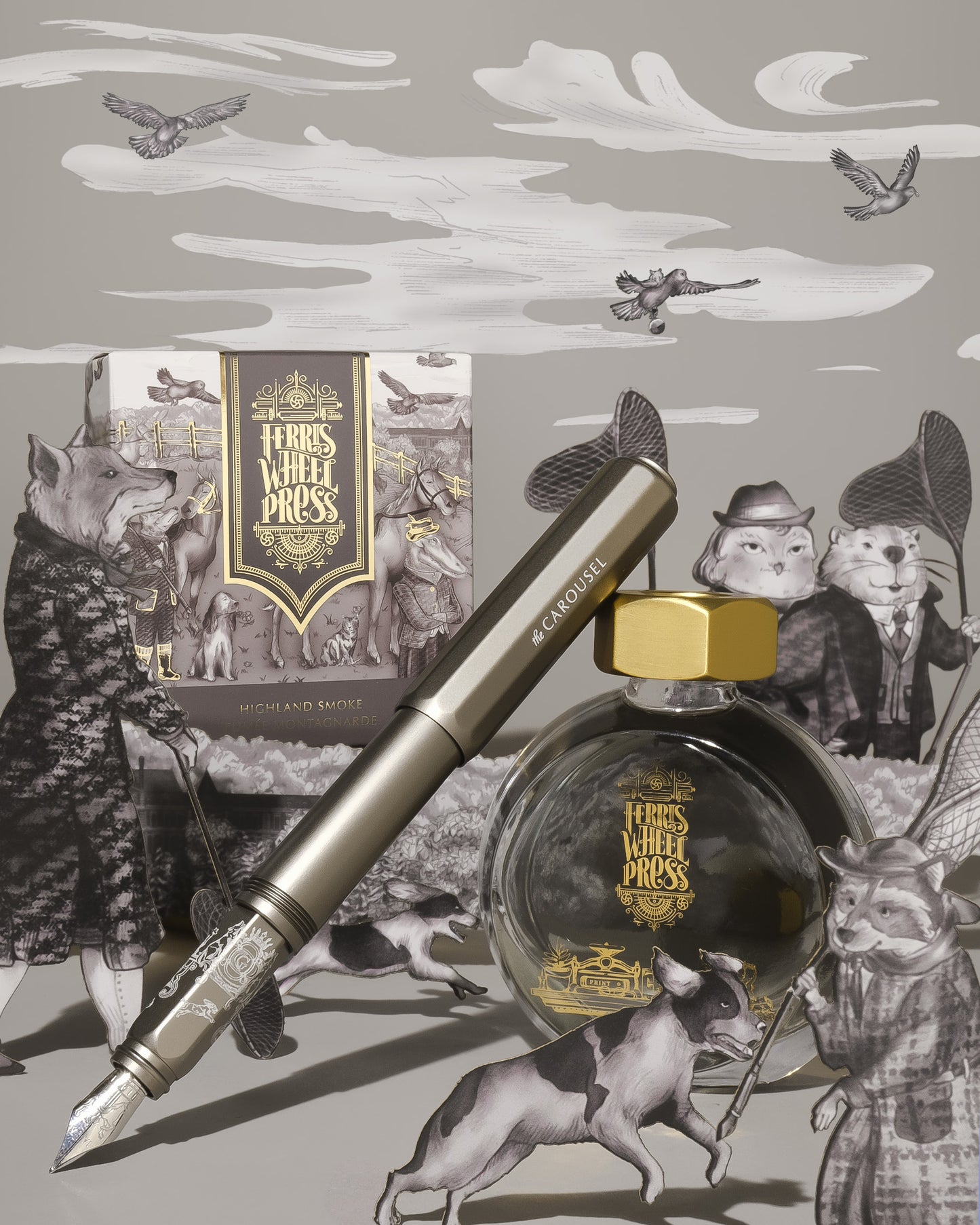 Aluminum Carousel Fountain Pen - Highland Smoke