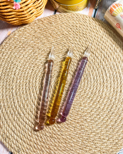 Pluma de cristal de doble punta | Escritura y muestras de tinta