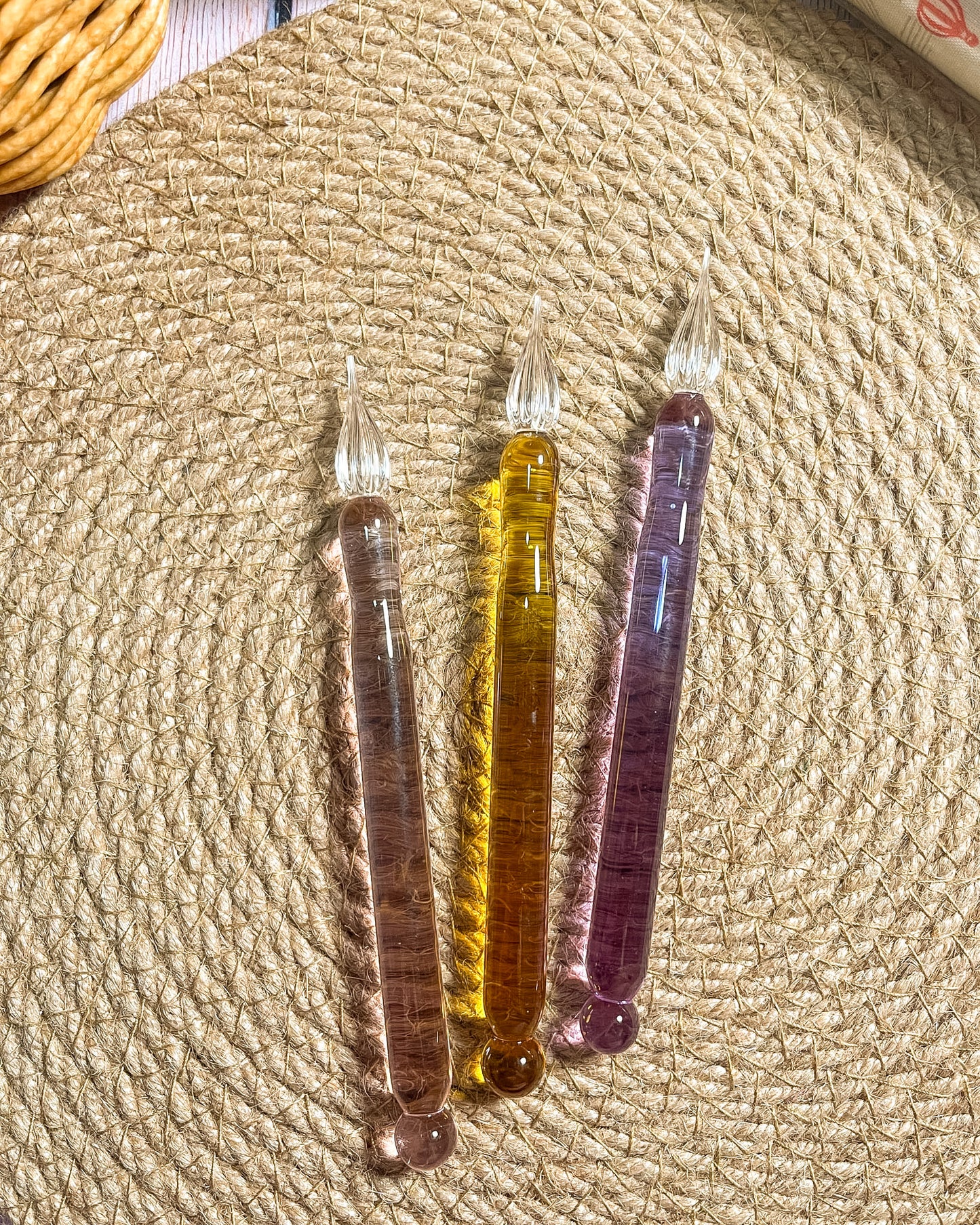 Pluma de cristal de doble punta | Escritura y muestras de tinta