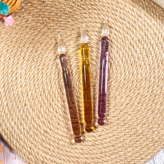 Pluma de cristal de doble punta | Escritura y muestras de tinta