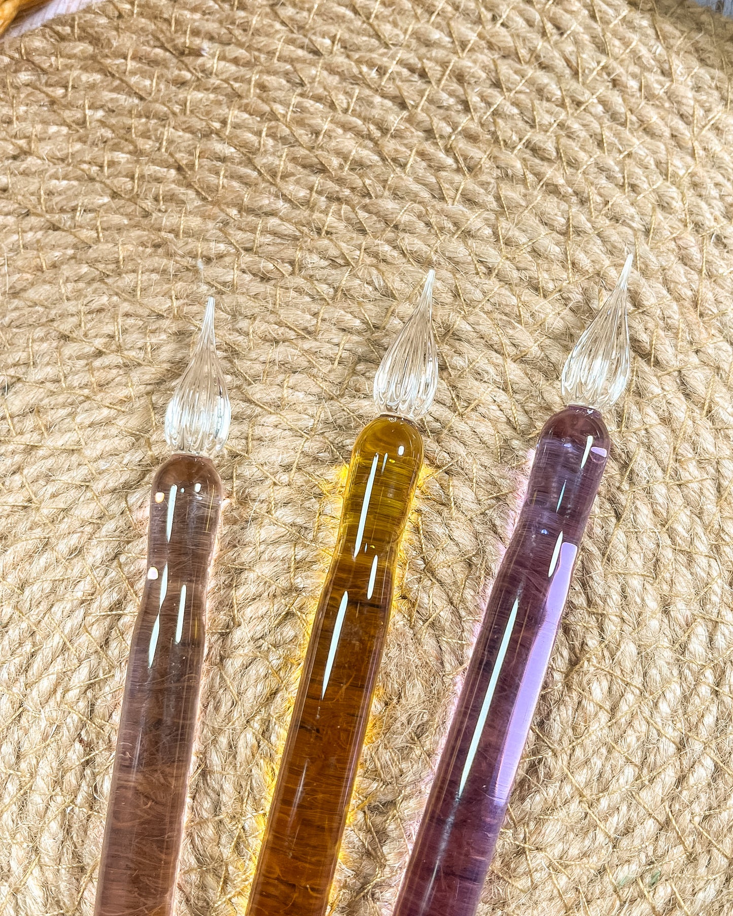 Pluma de cristal de doble punta | Escritura y muestras de tinta