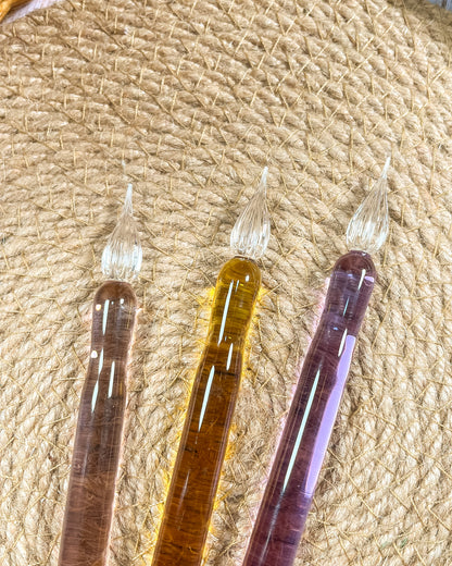 Pluma de cristal de doble punta | Escritura y muestras de tinta