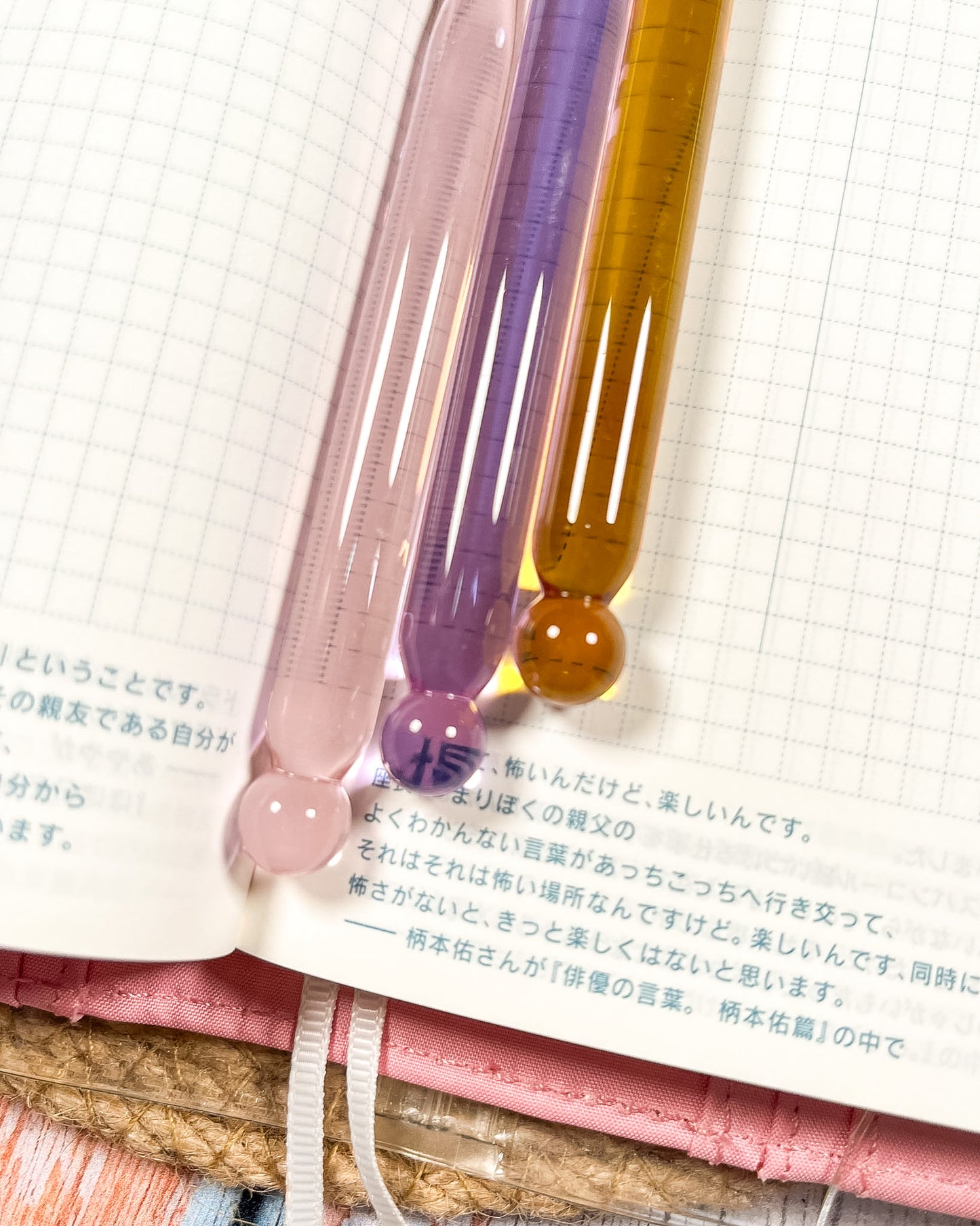 Pluma de cristal de doble punta | Escritura y muestras de tinta