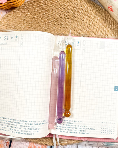 Pluma de cristal de doble punta | Escritura y muestras de tinta