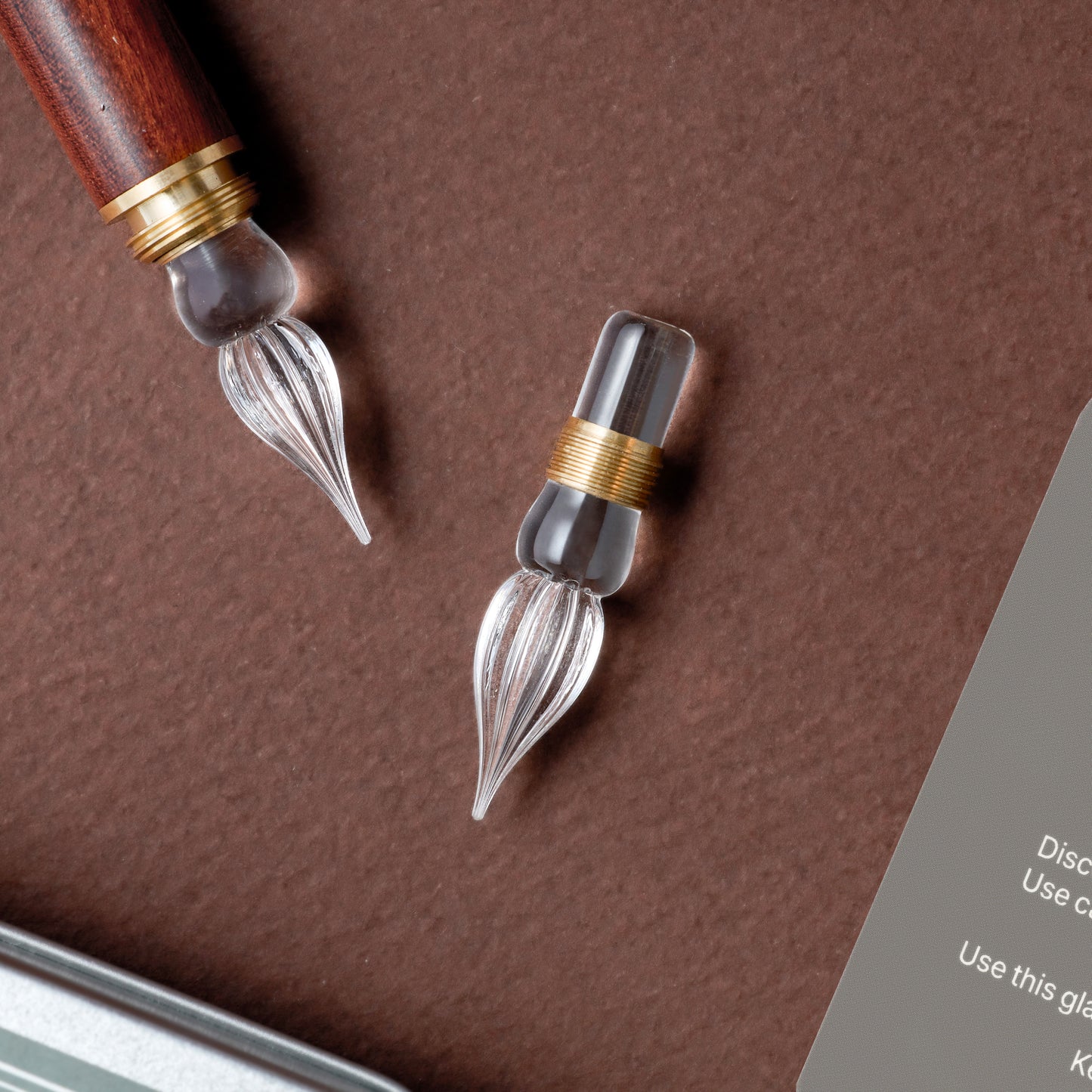 Wearingeul | Pluma de cristal de inmersión con puntas de repuesto | Ideal para probar tintas