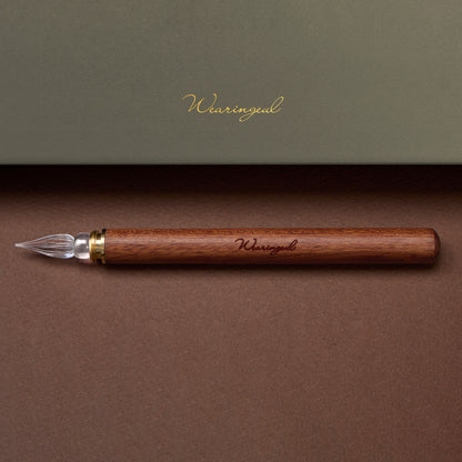 Wearingeul | Pluma de cristal de inmersión con puntas de repuesto | Ideal para probar tintas