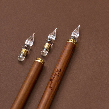 Wearingeul | Pluma de cristal de inmersión con puntas de repuesto | Ideal para probar tintas