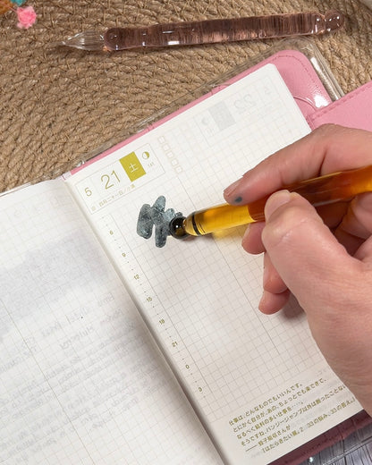 Pluma de cristal de doble punta | Escritura y muestras de tinta